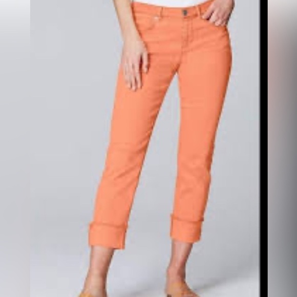 J. Jill Pants - J. Jill Jeans Womens Cropped Orange Mid Rise Cuffed Denim Size 12 EUC
